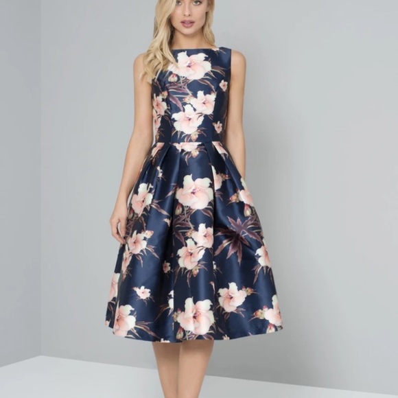 Chi Chi London Dresses & Skirts - Chi Chi London Beth Floral Sleeveless Midi Fit and Flare Dress Size 4